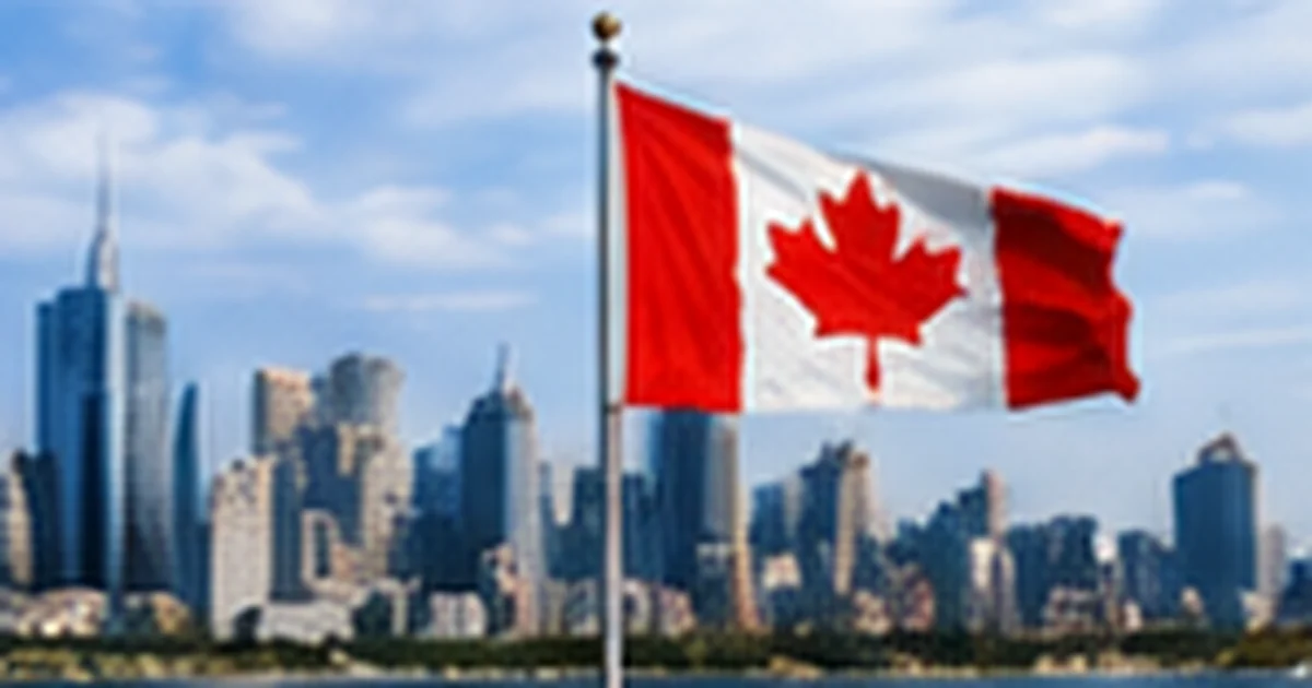 Canadian city skyline and national flag for jobs in Canada for foreigners 2026