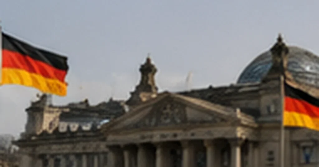 German city landmark and national flags for jobs in Germany for foreigners 2026