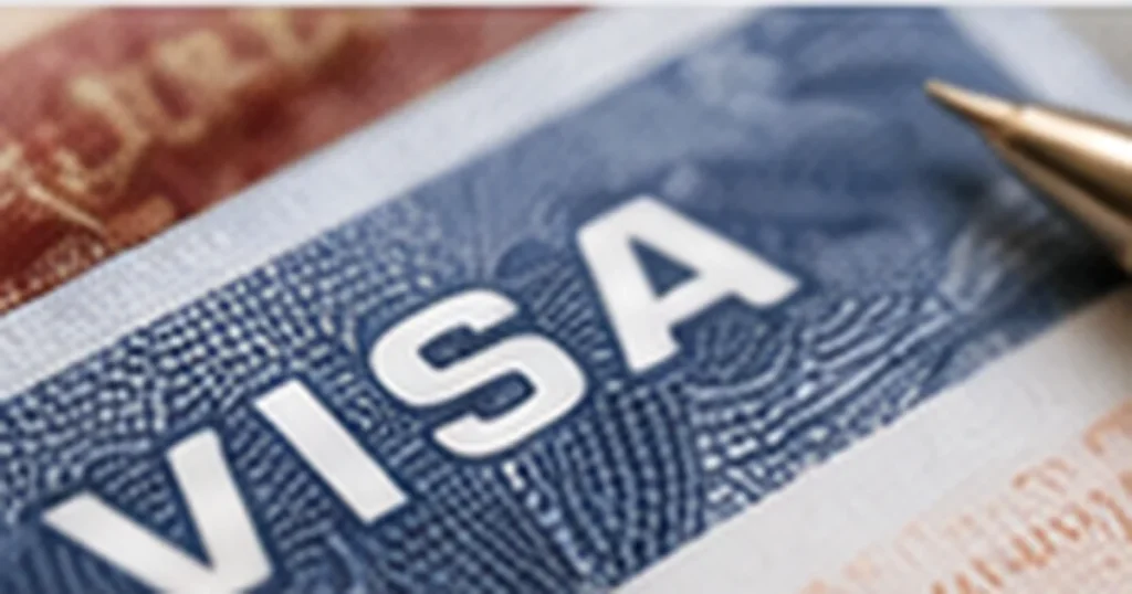 Close-up of a US visa document for H-1B jobs in USA 2026